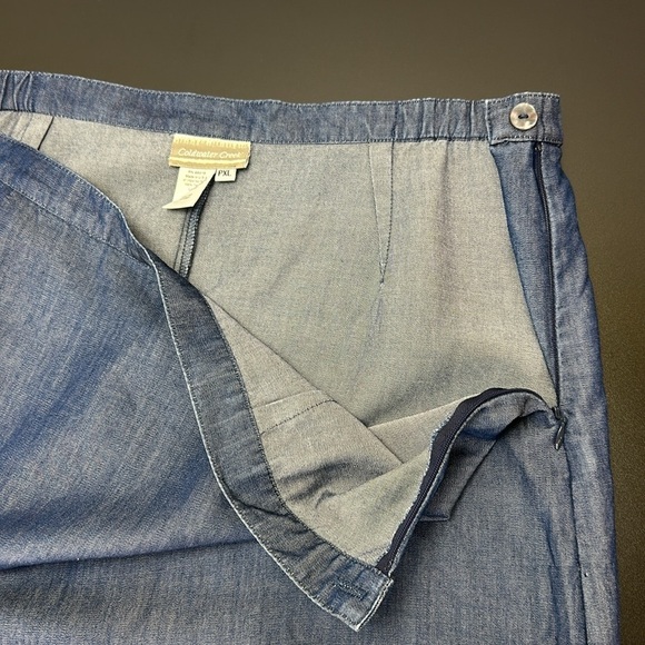 Vintage Coldwater Creek 100% Tencel Lyocell Chambray Maxi Skirt Ruffle H… - Picture 3 of 9